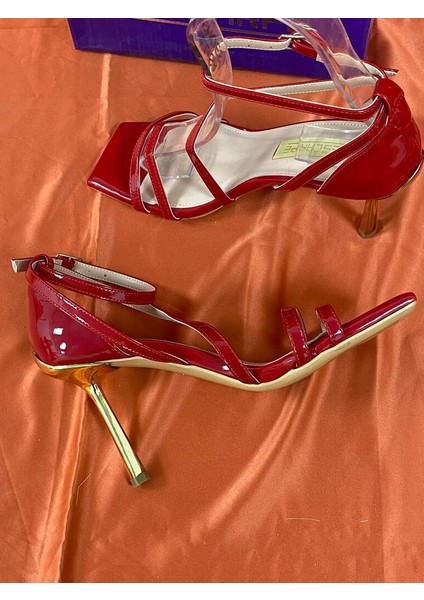 LES047 Kırmızı Rugan Kadın Topuklu Ayakkabı Stiletto indirimleri