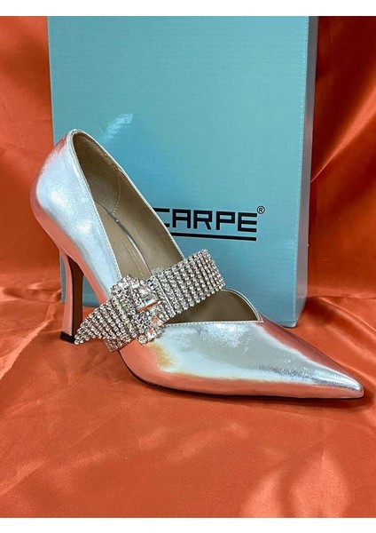 LES045 Gümüş Kadın Taşlı Kemer Tokalı Abiye Topuklu Ayakkabı Stiletto fiyatları