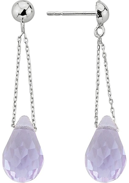 925 Ayar Gümüş Sallantılı Lila Kristal Küpe - 12108101 fiyatları