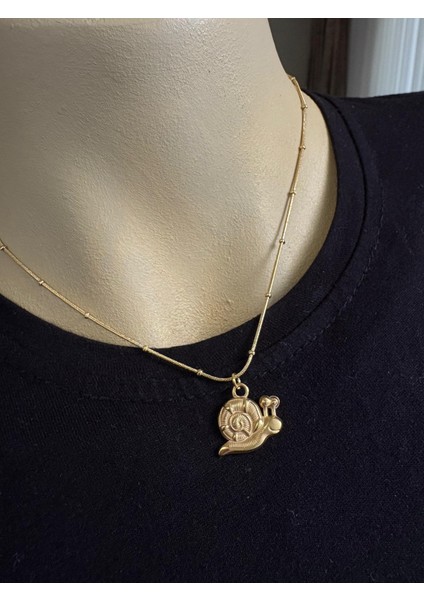 Çelik Gold Sarmal Salyangoz Kolye