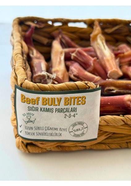 Beef Buly Bites / Sığır Kamış Parçaları 2-3-4" Fırınlanarak Kurutulmuş Çiğnemelik Ödül Maması modelleri
