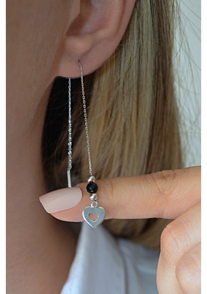 925 Ayar Gümüş Kalp Figürlü Zincir Küpe - 12110301 fiyatları