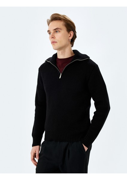 Uzun Kollu Basic Yarım Fermuarlı Triko Kazak modelleri