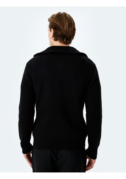 Uzun Kollu Basic Yarım Fermuarlı Triko Kazak fırsatları