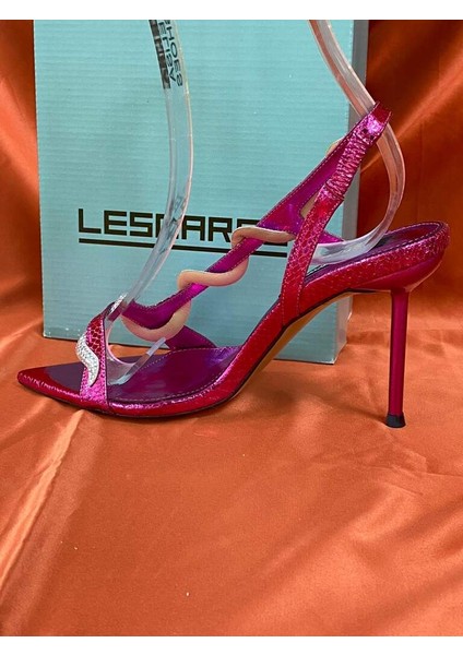 LES046 Fuşya Pembe Yılan Desenli Yazlık Rahat Kadın Ayakkabı Stiletto Premium Model Yeni