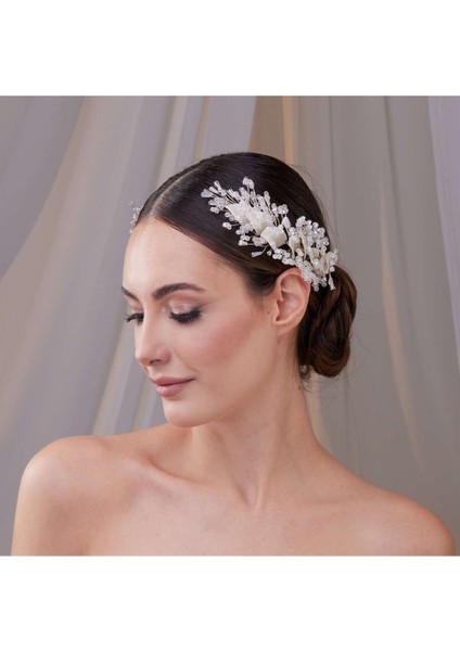Kristal ve Inci Detaylı Gelin Saç Aksesuarı – Zarif Yan Toka Tasarımı fiyatları