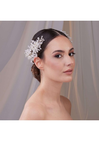 Kristal ve Inci Detaylı Gelin Saç Aksesuarı – Zarif Yan Toka Tasarımı indirimleri