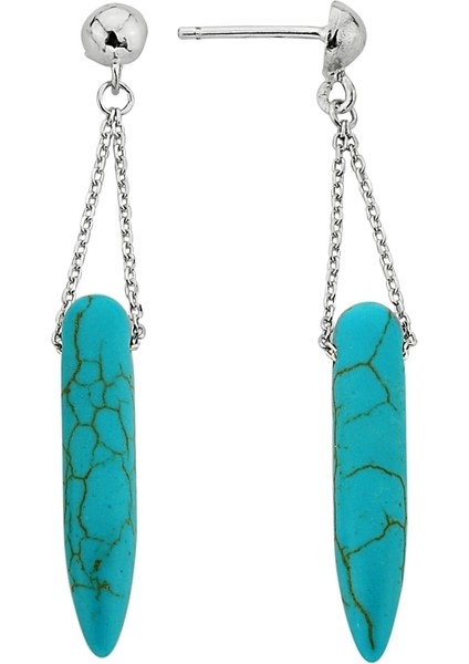 925 Ayar Gümüş Sallantılı Turkuaz Küpe - 12108301 fiyatları