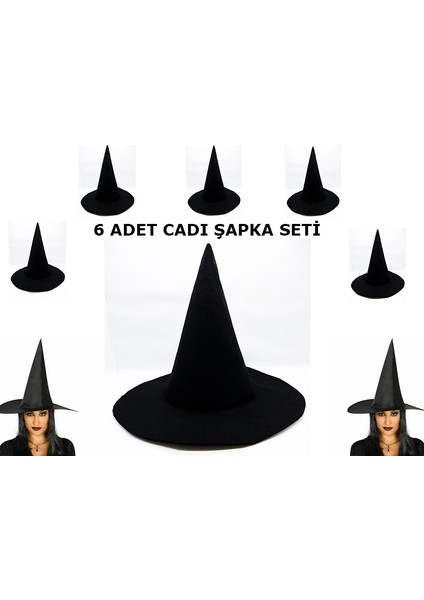 Nessiworld Siyah Cadı Şapkası Keçe Yetişkin Boy 6 Adet
