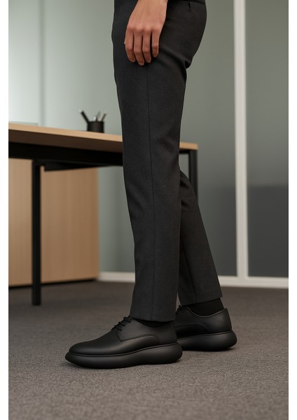 GR0382 Hakiki Deri Eva Yüksek Taban Spor Klasik 40 Numara Bağcıklı Erkek Üst Kalite Ayakkabı