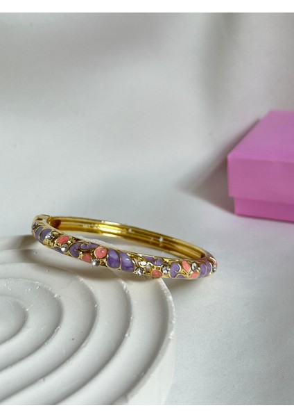 Renkli Mineli Bilezik Taşlı Mineli Sedefli Altın Renk Bileklik Sevgiliye Kız Arkadaşa Hediye Kutulu