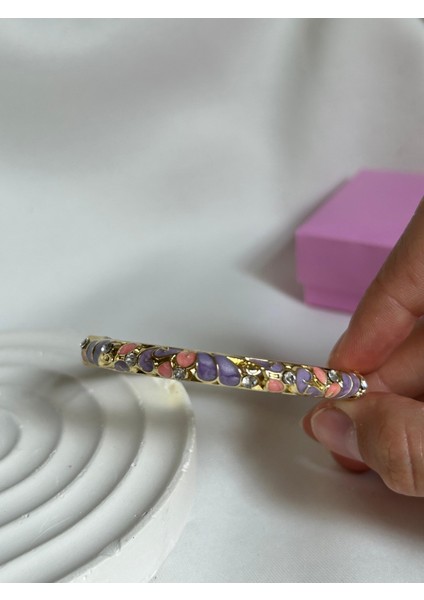 Renkli Mineli Bilezik Taşlı Mineli Sedefli Altın Renk Bileklik Sevgiliye Kız Arkadaşa Hediye Kutulu fırsatları