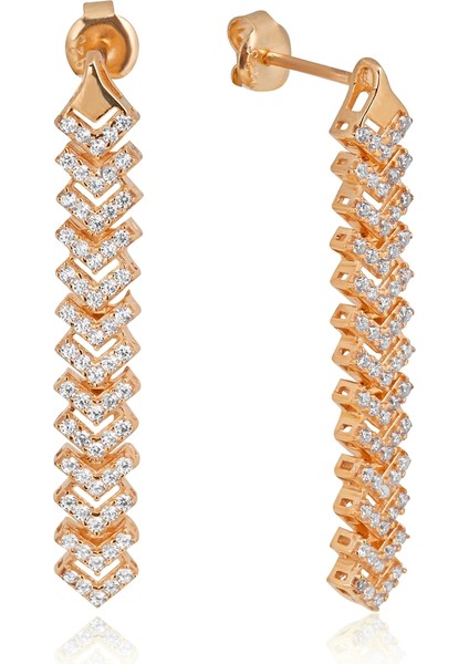 925 Ayar Gümüş Rose V Çavuş Model Su Yolu Küpe - 121120001 fiyatları