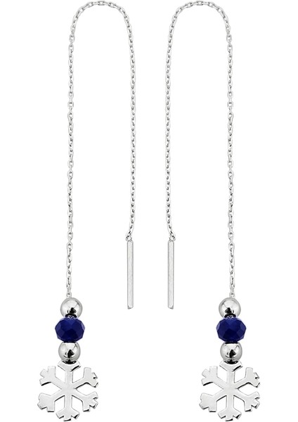 925 Ayar Gümüş Kar Tanesi Figürlü Zincir Küpe - 12110101 fiyatları