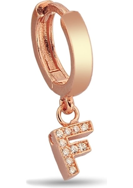 F Harfi Sallantılı 925 Ayar Gümüş Rose Tek Küpe - 12079602 fiyatları