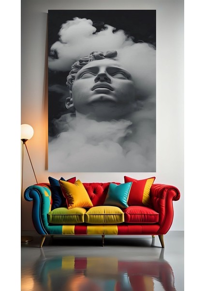 Dumanların Içinde Antik Heykel Ev Duvar Salon Güzellik Salonu Ofis Dükkan Dekarasyon Kanvas Tablo