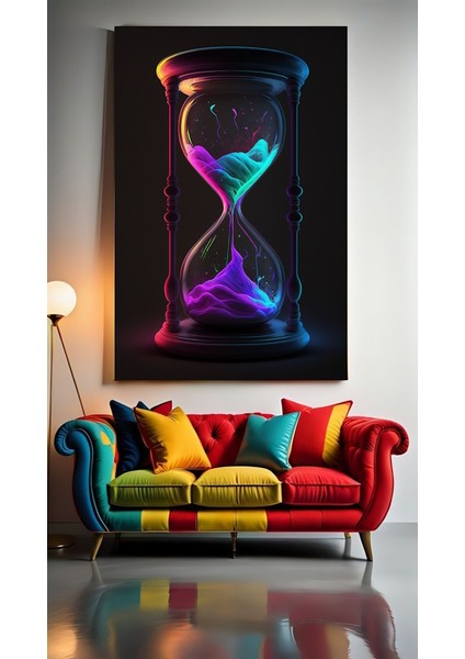 Renkli Kum Saati Ev Duvar Salon Güzellik Salonu Ofis Dükkan Dekarasyon Kanvas Tablo