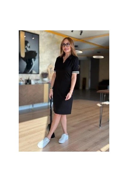 Kadın Polo Yaka Kol Ribanalı Çift Sweat Elbise fiyatları