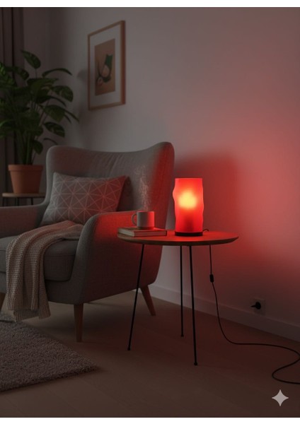 Modern Tasarımlı Kırmızı Bulg Abajur – Dekoratif Masa Lambası