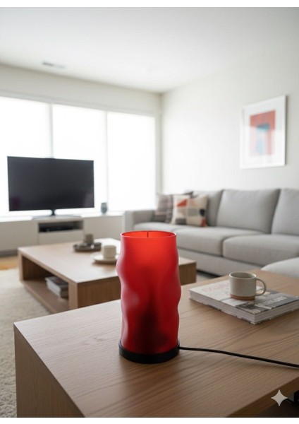 Modern Tasarımlı Kırmızı Bulg Abajur – Dekoratif Masa Lambası fiyatları