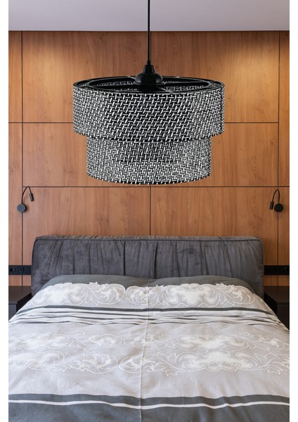 Rakkas Otantik Siyah Hasır Kaplama Pasta Sarkıt Yatak Odası Avize Salon Avize Yemek Odası