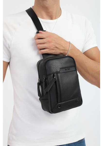 Erkek Siyah Çok Bölmeli Günlük Çapraz Askılı Omuz Çantası modelleri
