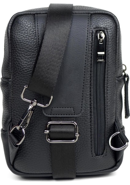Erkek Siyah Çok Bölmeli Günlük Çapraz Askılı Omuz Çantası