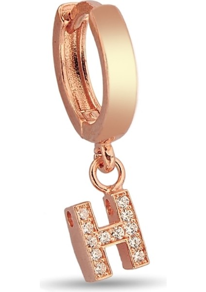 H Harfi Sallantılı 925 Ayar Gümüş Rose Tek Küpe - 12079802 fiyatları