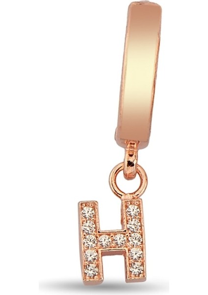 H Harfi Sallantılı 925 Ayar Gümüş Rose Tek Küpe - 12079802 modelleri