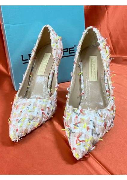 LES048 Çok Renkli Kumaş Desenli Özel Seri Premium Stiletto Kadın Topuklu Ayakkabı modelleri