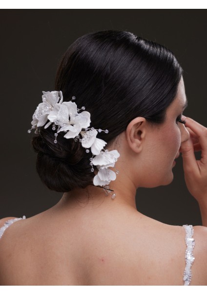 Büyük Beyaz Çiçek ve Incili Gelin Taç Aksesuarı fiyatları