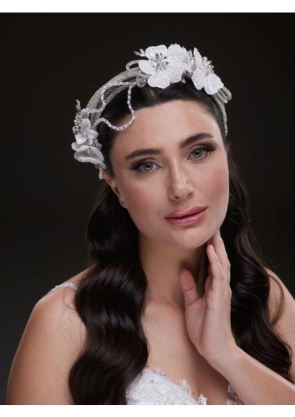 Doğal Taş Detaylı Yaprak Desenli Işıltılı Gelin Tacı Zarif Saç Aksesuarı modelleri