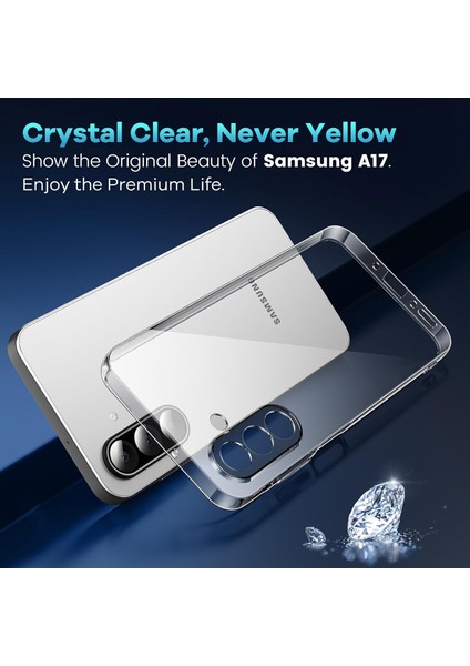 Samsung Galaxy A17 Kılıf Kamera Çıkıntılı Korumalı Yumuşak Şeffaf Silikon + 9h Ekran Koruyucu Cam Set 2in1 fiyatları