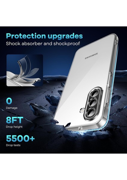 Samsung Galaxy A17 Kılıf Kamera Çıkıntılı Korumalı Yumuşak Şeffaf Silikon + 9h Ekran Koruyucu Cam Set 2in1 indirimleri