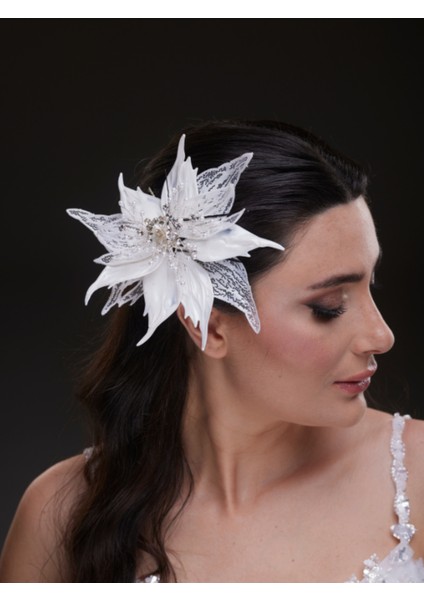 Dantel Çiçekli Taş Işlemeli Gelin Saç Aksesuarı fiyatları