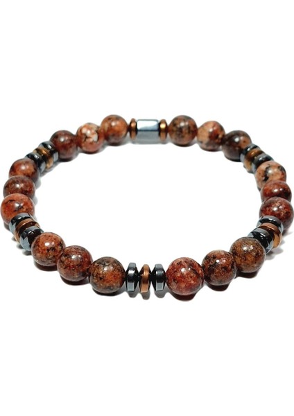 JTSS25DOB1524 Ceyt Hematit Taba Janti Doğaltaş Bileklik