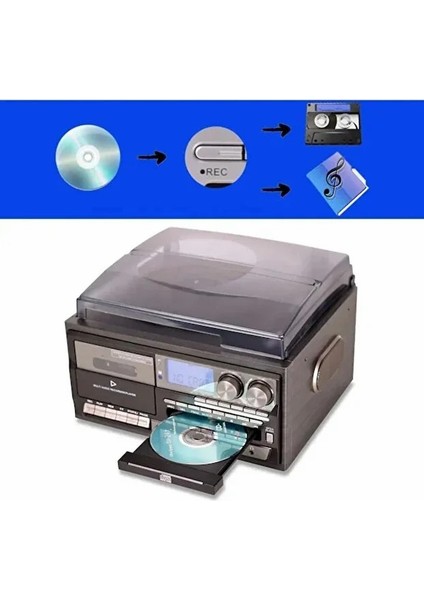 KN-110 Vintage Plak CD Kaset USB Bluetooth Tf Aux Özelikli Pikap fırsatları