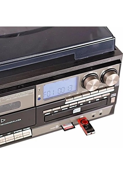 KN-110 Vintage Plak CD Kaset USB Bluetooth Tf Aux Özelikli Pikap indirimleri