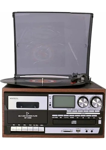 KN-110 Vintage Plak CD Kaset USB Bluetooth Tf Aux Özelikli Pikap