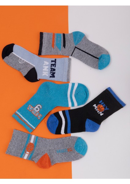 5 Çift Basket'ci Desenli Bebek Çorap ve Çocuk Çorabı Okul & Günlük Çorap modelleri