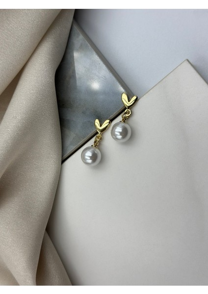 Gold Inci Taşlı Balık Kuyruğu Figürlü Sallantılı Küpe