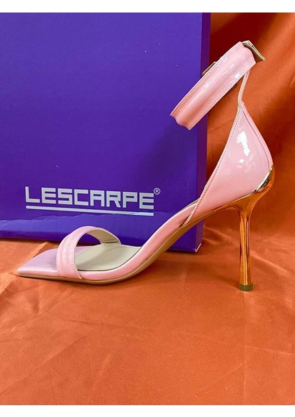 LES050 Pembe Tek Bantlı Platform Topuklu Abiye Ayakkabı Stiletto