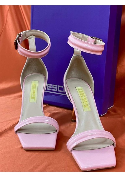 LES050 Pembe Tek Bantlı Platform Topuklu Abiye Ayakkabı Stiletto modelleri