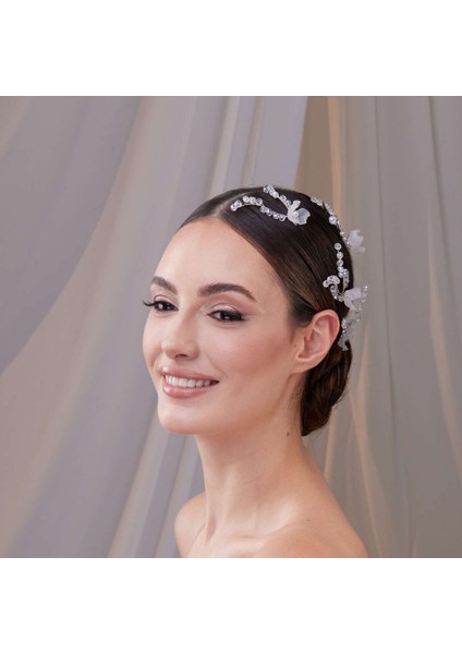 Kristal Taşlı Beyaz Çiçekli Gelin Saç Aksesuarı – Zarif ve Modern Tasarım, 5'li Paket fiyatları