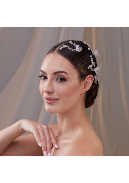 Kristal Taşlı Beyaz Çiçekli Gelin Saç Aksesuarı – Zarif ve Modern Tasarım, 5'li Paket modelleri