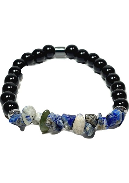 JTSS25DOB1562 Sodalit Onyx Hematit Siyah Janti Doğaltaş Bileklik