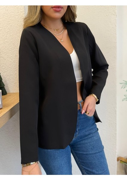 Kadın Uzun Kollu Önü Açık Ithal Krep Blazer Ceket indirimleri