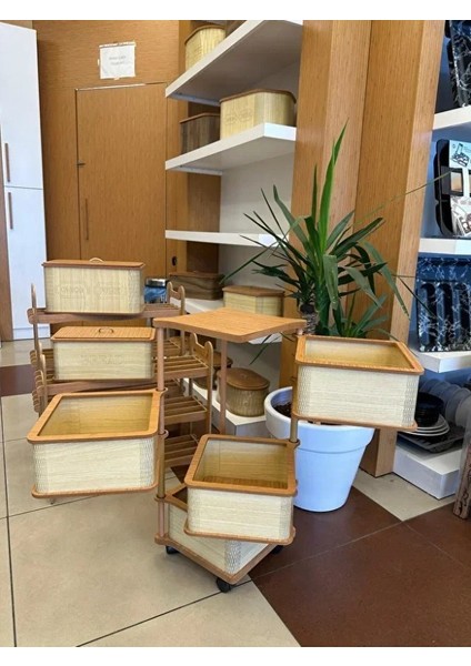 Ahşap Kare Sebzelik 4 Katlı Yana Açılır Krem Patates Soğan Tekerlekli Sebzelik modelleri