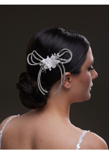 Inci ve Gümüş Halkalı Çiçek Desenli Gelin Saç Aksesuarı fiyatları