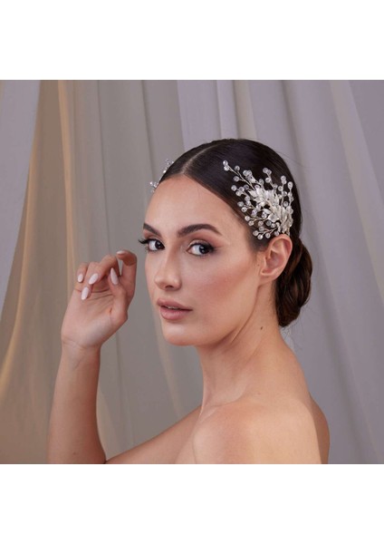 Kristal Boncuklu Gelin Saç Aksesuarı – Çift Taraflı Zarif Tasarım, 2'li Paket